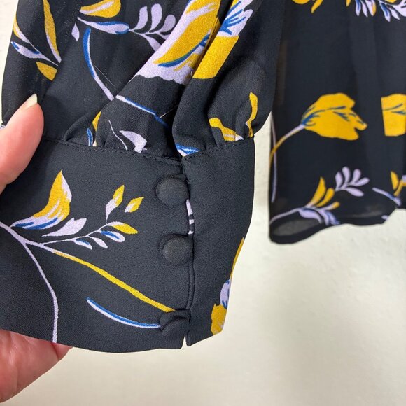 NWOT ModCloth Black Floral Neck Tie Blouse Size XL Romantic Core - Picture 7 of 10